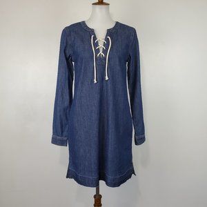 Sanctuary "Modern Desert" Faith Wash Denim Jean Shift Dress With Pockets NWT S